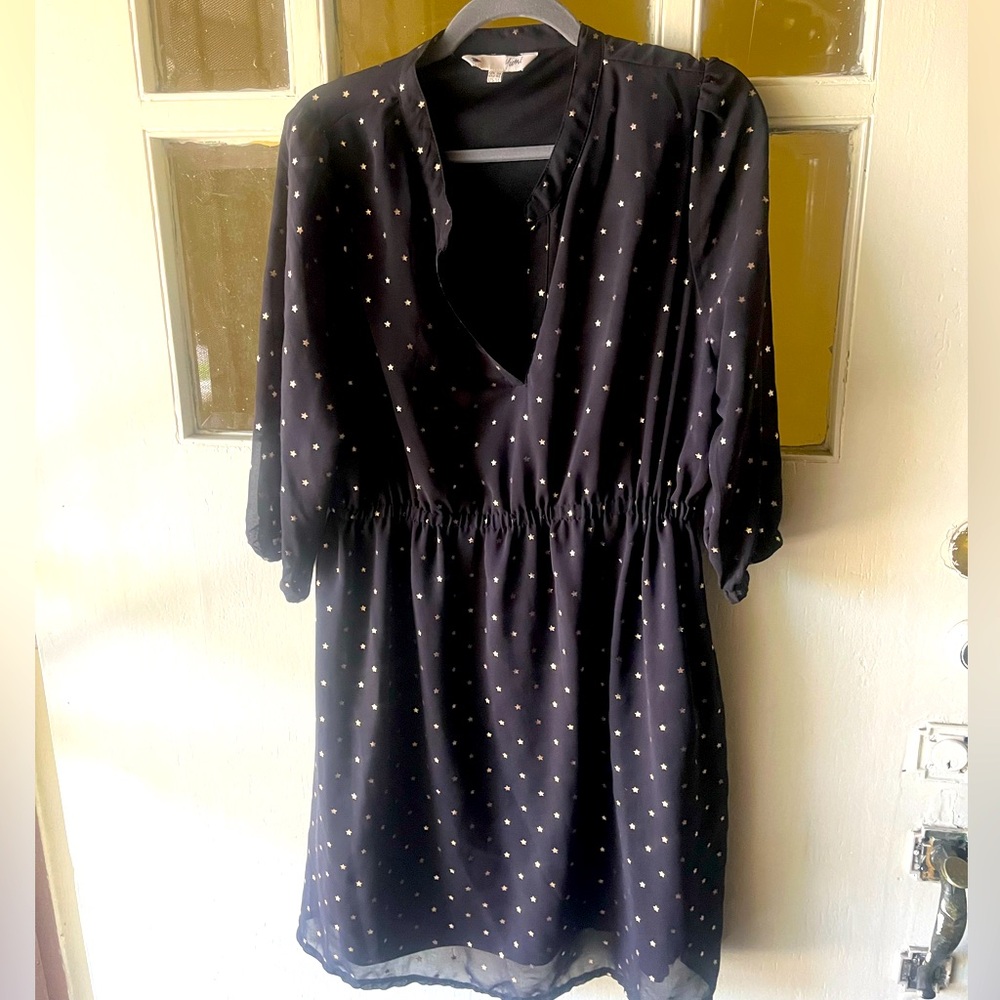Sheer black with gold star pattern